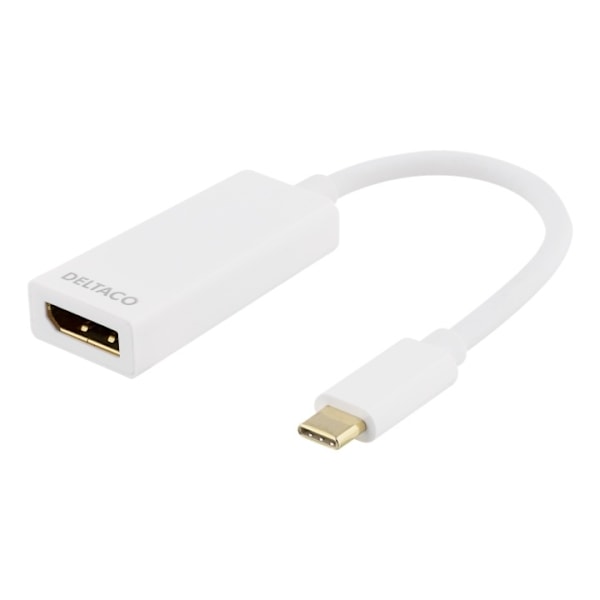 DELTACO sovitin USB 3.1 - DP, Type C uros - DP naaras, 4K, UHD, valk.