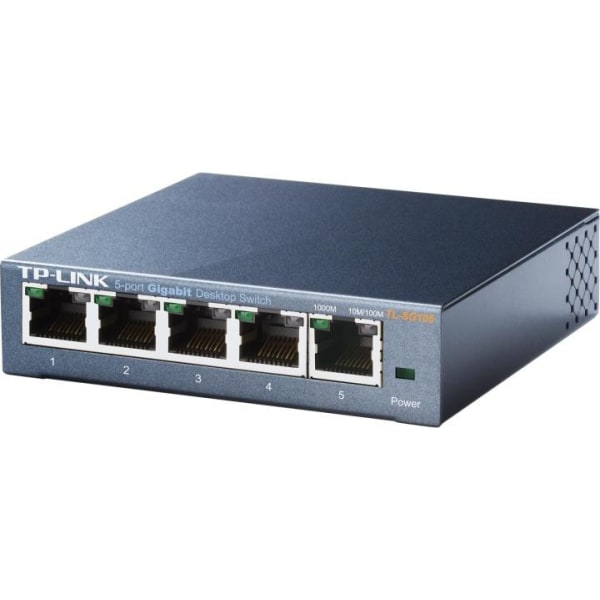 TP-LINK, netværksswitch, 5-ports 10/100/1000Mbps, RJ45, metalkab