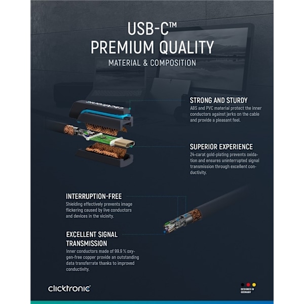 ClickTronic Adapterkabel från USB-C™ till USB-A 3.2 Gen 1 Premiumkabel | USB-C™-kontakt  USB-A 3.0-kontakt | 0,5 m | 5 Gbit/s