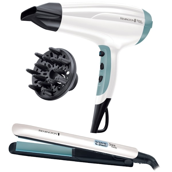 Remington Hårfön&Plattång S8500 Shine Th Valkoinen