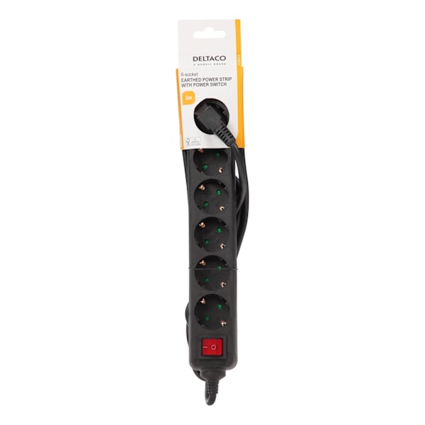 DELTACO outlet 6xCEE 7/3 1xCEE 7/7 switch 3m black
