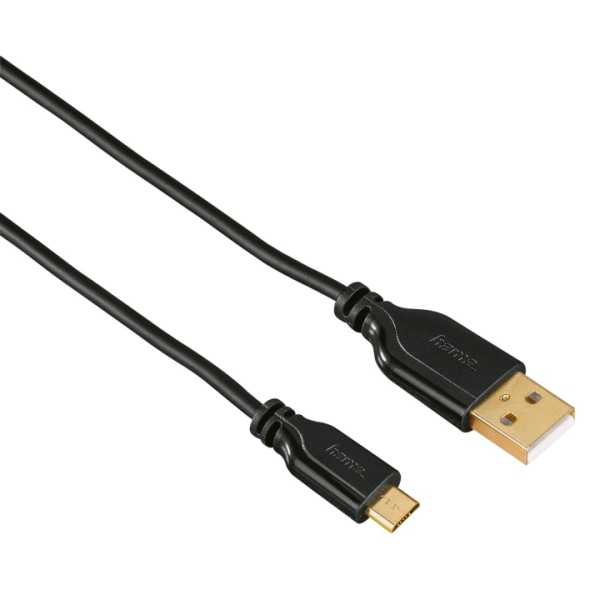 HAMA USB 2.0 Micro B Han-A Han 0,75m Sort Guldbelagt TL