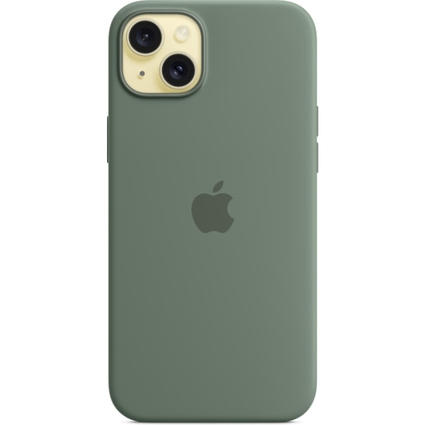 Apple iPhone 15 Plus silikonikuori MagSafella, sypressinvihreä Grön