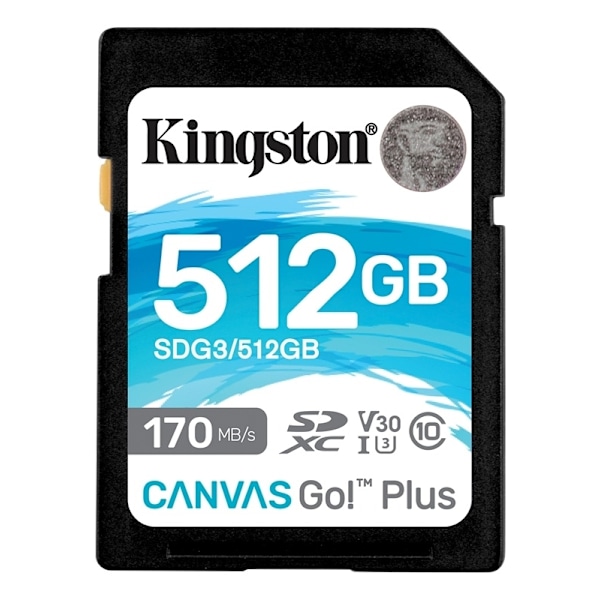 Kingston 512GB SDXC Canvas Go Plus 170R C10 UHS-I U3 V30
