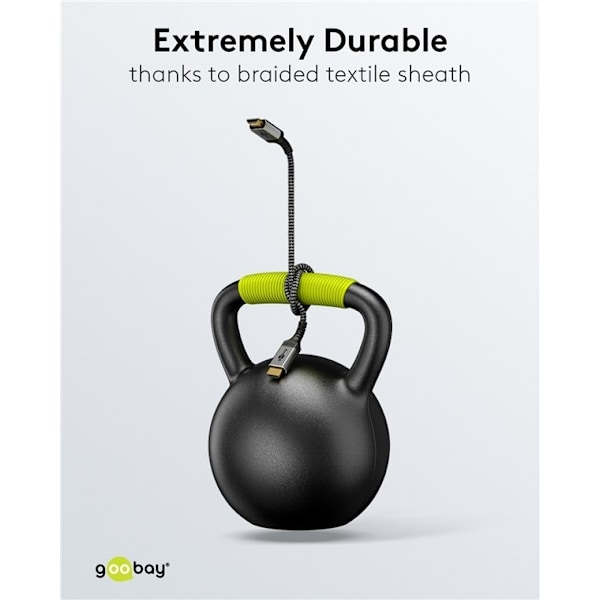 Goobay Höghastighets HDMI™-kabel med Ethernet, 2 m, Sharkskin Grey HDMI™-kontakt (typ A) > HDMI™-kontakt (typ A)