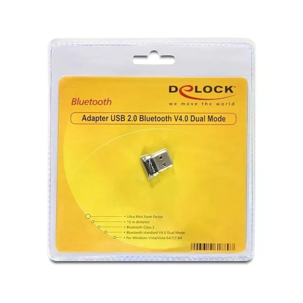 DeLOCK Bluetooth 4.0 klasse 2(10m), USB 2.0, 3 Mb/s,  sort