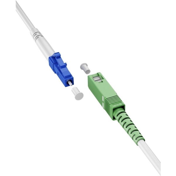 Goobay Fiberoptisk kabel (FTTH), Singlemode (OS2) White, vit (Simplex), 5 m plugg SC-APC (8°) > LC plugg (UPC), halogenfri kabelhölje (LSZH)