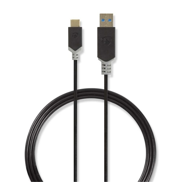 Nedis USB-kabel | USB 3.2 Gen 1 | USB-A Han | USB-C™ Han | 60 W | 5 Gbps | Guldplateret | 1.00 m | Runde | PVC | Antracit | Window Box