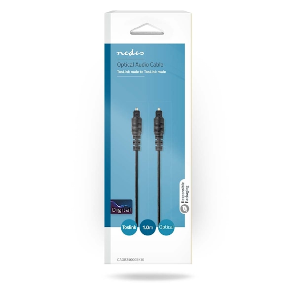 Nedis Optinen Audiokaapeli | TosLink uros | TosLink uros | 1.00 m | Pyöreä | PVC | Musta | Laatikko