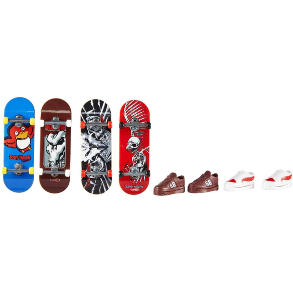 Hot Wheels Skate Fingerboard & Shoe - sormiskeittilauta, 4 kpl