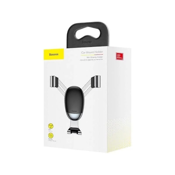 Baseus Mini Gravity - Auton puhelinteline, musta/hopea