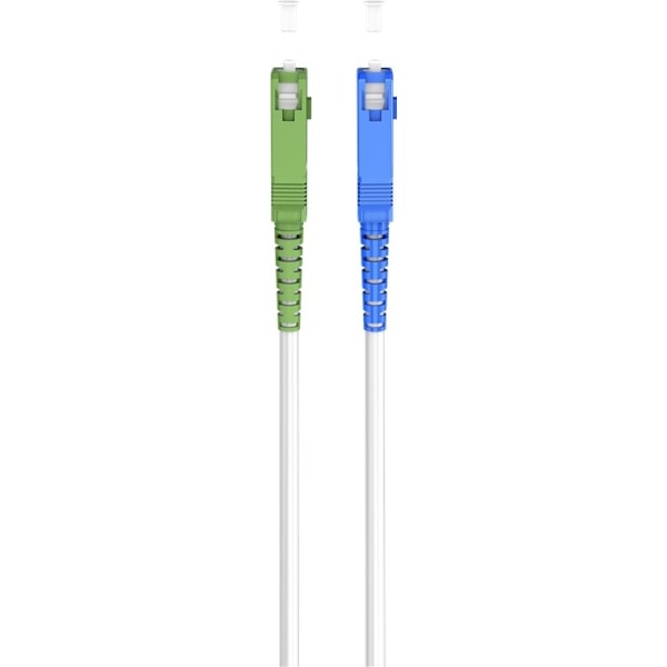 Goobay Lyslederkabel (FTTH), Singlemode (OS2) White, hvid (Simplex), 25 m fiberoptisk kabel, stik SC-APC (8°) > SC stik (UPC), halogenfri kabelkappe (