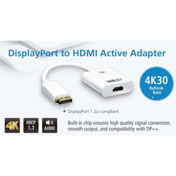 aten Displaykabel DisplayPort hane - HDMI Hona 0.15 m Vit