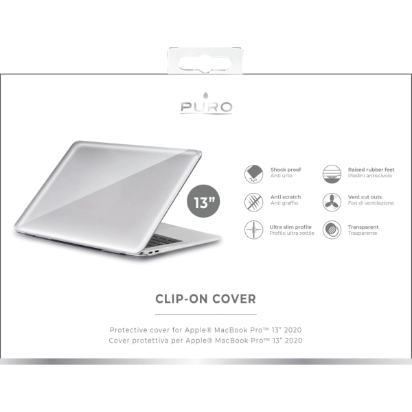 Puro MacBook Pro 13" 2020, CLIP ON Ridget-etui, gennemsigtig