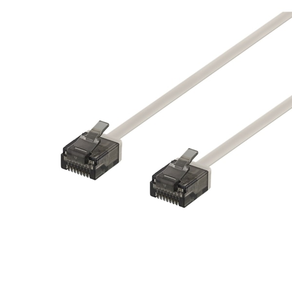 DELTACO U/UTP Cat6a patch cable, flat, 2m, 1mm thick, gray