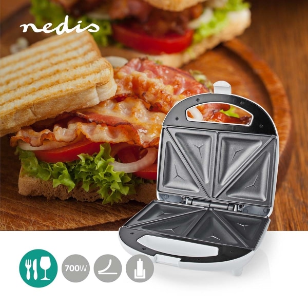 Nedis Sandwich Maker | 700 W | 20.5 x 12 cm | Automatisk temperaturregulering | ABS