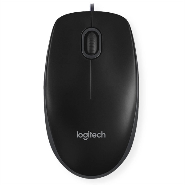 Logitech B100 optical USB mouse, 800 dpi, 180 cm cable, black