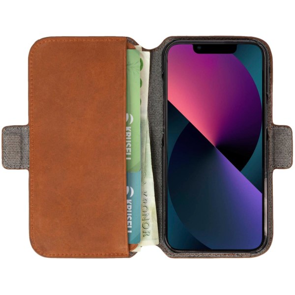 Krusell Leather Phone Wallet iPhone 13 Mini Cognac Brun