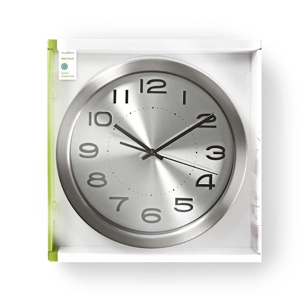 Nedis Väggklocka | Diameter: 300 mm | Rostfritt stål | Silver