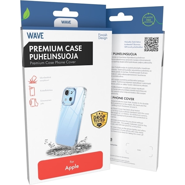 Wave Premium Cover, silikonecover, iPhone 15, gennemsigtig Transparent