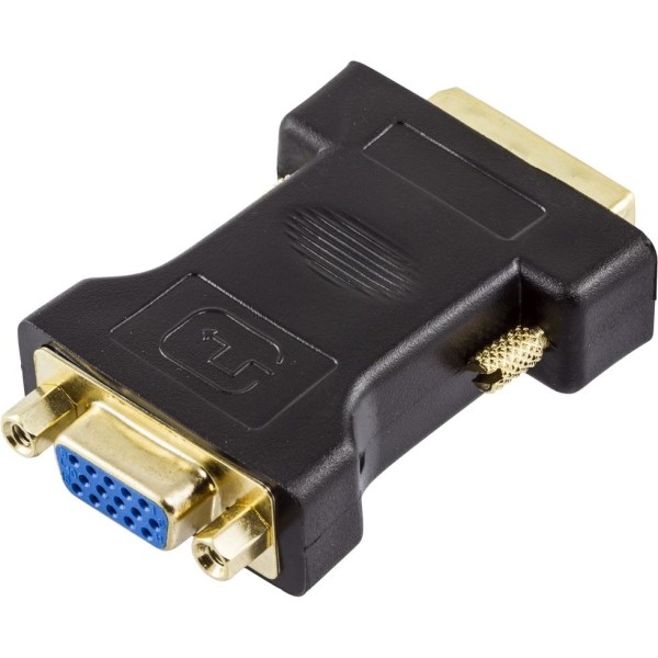 DELTACO DVI adapter analog DVI - analog VGA, ha - ho, svart (DVI