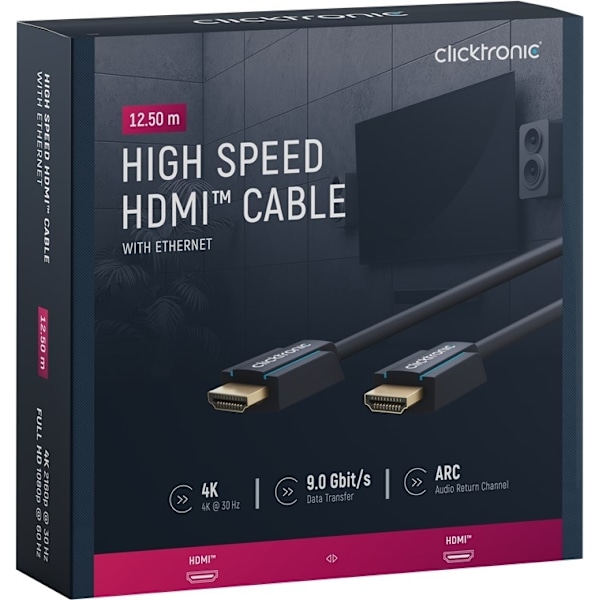 ClickTronic Höghastighets HDMI™-kabel Premiumkabel | 1x HDMI™-kontakt  1x HDMI™-kontakt | 12,5 m | UHD 4K @ 30 Hz