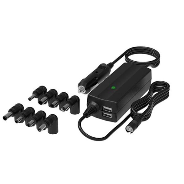 Universal laptopoplader til bil, 8 stik