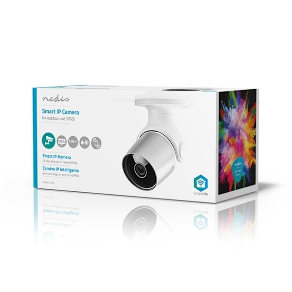 Nedis SmartLife Ulkokamera | Wi-Fi | Full HD 1080p | IP65 | MicroSD (ei sisälly) / Pilvipalvelutallennus (valinnainen) | 12 V DC | Liiketunnistimella
