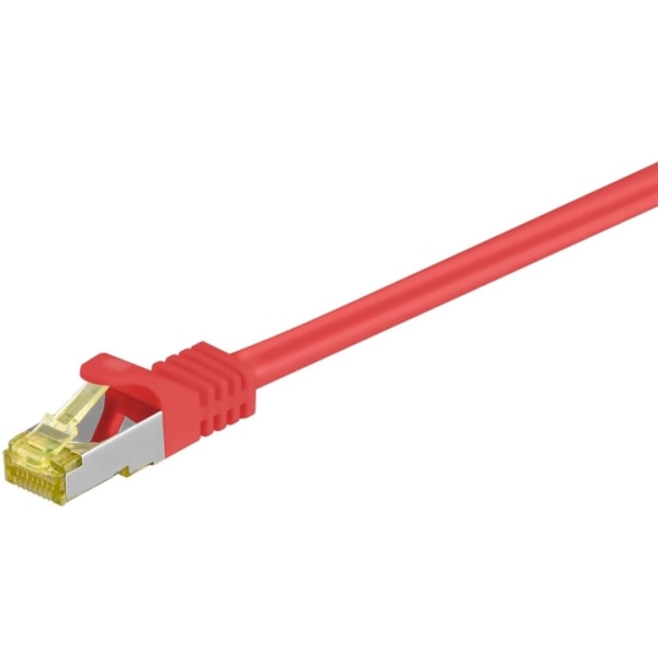 Goobay RJ45 netværkskabel S/FTP (PiMF), 500 MHz, med CAT 7 råkabel, rød, 20 m LSZH halogenfri kabelkappe, kobber, RJ45-hanstik (CAT 6A)