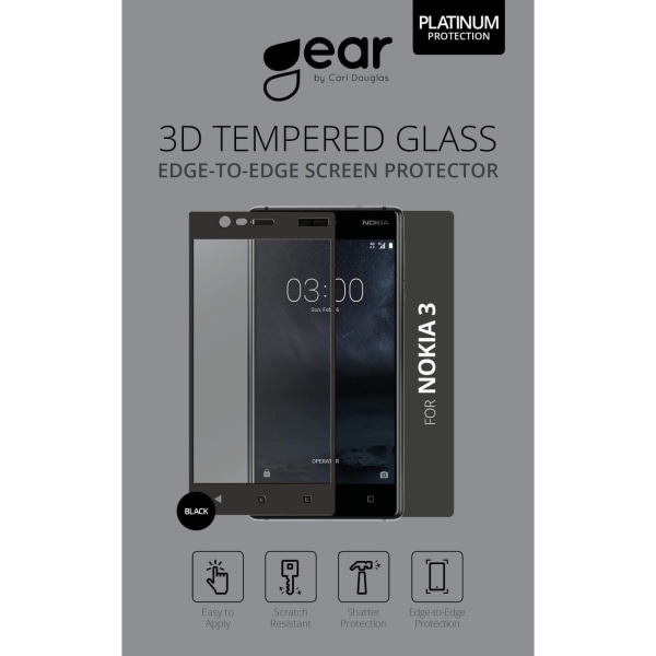 Gear Härdat Glas 2.5D Nokia3 Transparent