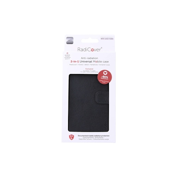 Radicover Strålningsskydd Mobilfodral PU Universal Large 5,5-6,7" 2in1 Magnetcover Black Svart