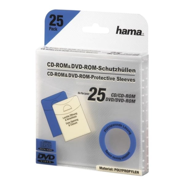 HAMA CD/DVD Lommer PP Transparent 25-pak