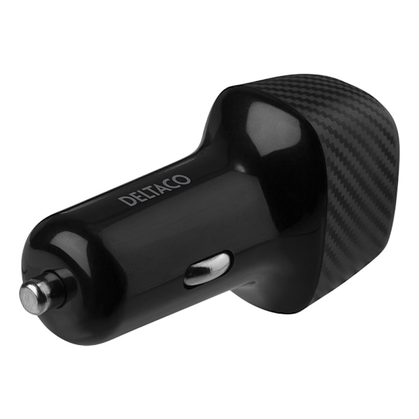 DELTACO USB car charger, 1x USB-C, PD 18 W, 1x USB-A, 18 W, total 36 W