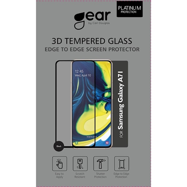 GEAR Hærdet Glas 3D Gummed Full Cover Sort Samsung A71/A81/Note 10 Lite Transparent