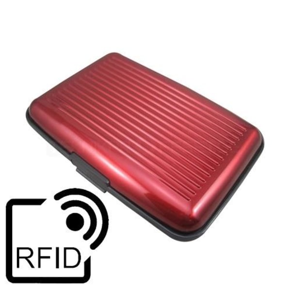 Plånbok i plast med 6st kortfack, RFID-Skydd, Röd
