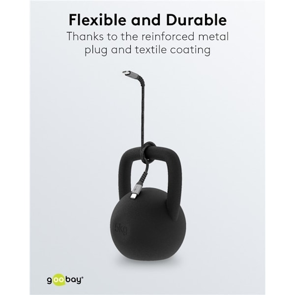 Goobay USB-C™-till-USB-C™-textilkabel med metallkontakter 1 m elegant och extra robust anslutningskabel för enheter med USB-C™-port