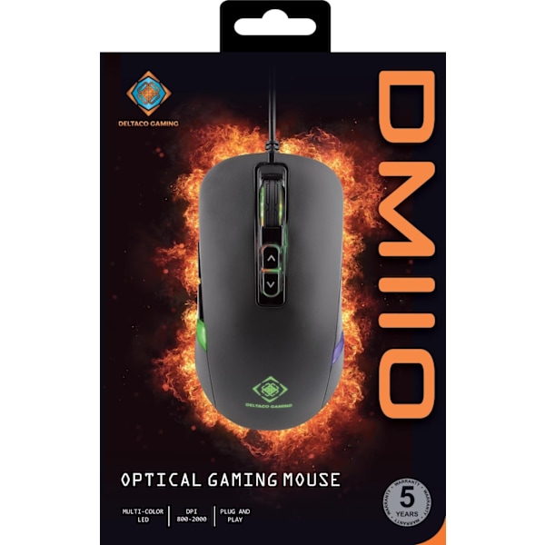 DELTACO GAMING optical mouse, 7 buttons, breathing LEDs, black