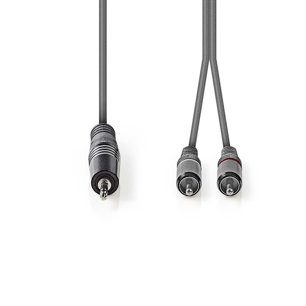 Nedis Stereoäänikaapeli | 3.5 mm uros | 2x RCA uros | Niklattu | 5.00 m | Pyöreä | Tummanharmaa | Pahvikotelo