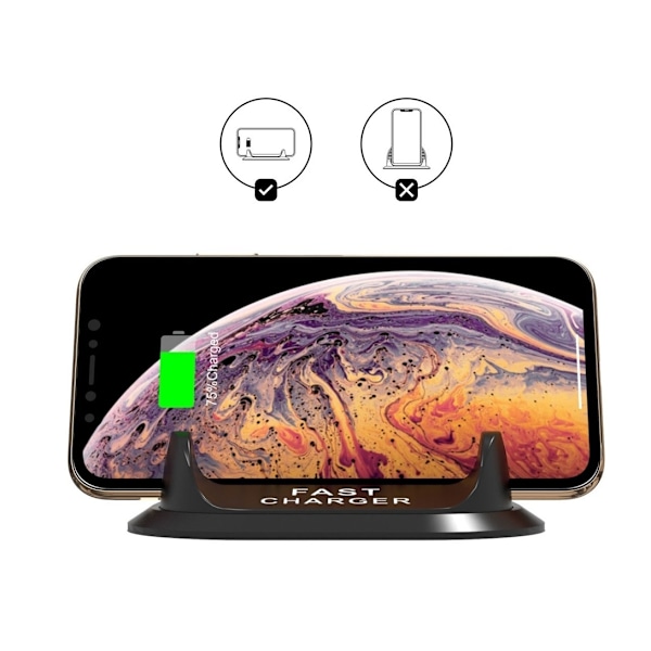 Qi-laddställ med snabbladdning för smartphone, Svart
