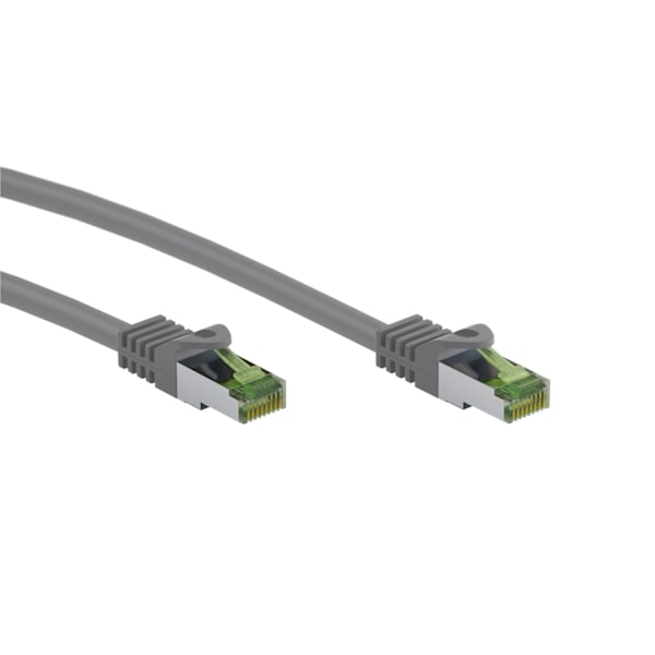 Goobay GHMT-certifierad CAT 8.1 patchkabel, S/FTP (PiMF), grå kopparledare, LSZH halogenfri kabelhölje, 0.5 m