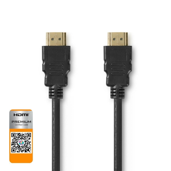 Nedis Premium High Speed ​​HDMI ™ Kaapeli Ethernet | HDMI™ liitin | HDMI™ liitin | 4K@60Hz | 18 Gbps | 5.00 m | Pyöreä | PVC | Musta | Kirjekuori