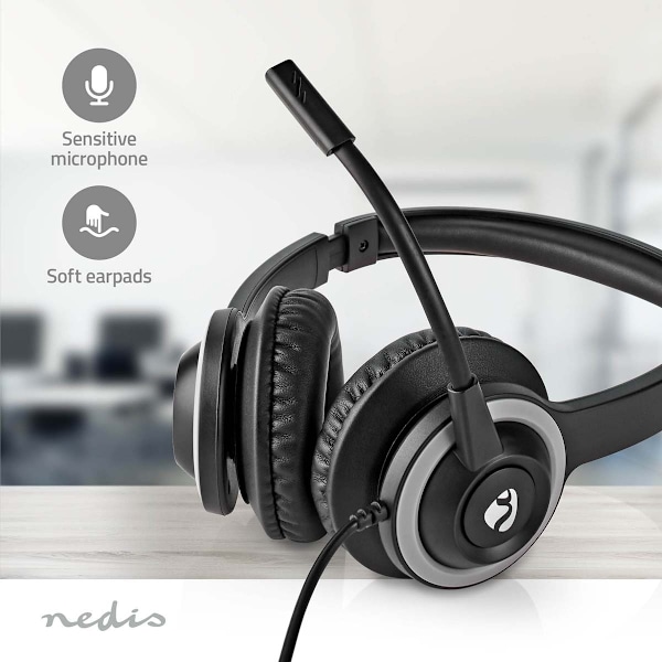 Nedis PC headset | On-Ear | Stereo | USB Type-A / USB Type-C™ | Vikbara Mikrofon | Svart