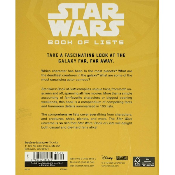 Star Wars: Book of Lists: A Galaxy's Worth of Trivia in 100 Lists