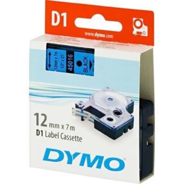 DYMO D1, markeringstape, 12mm, sort tekst på blå tape, 7m - 4501