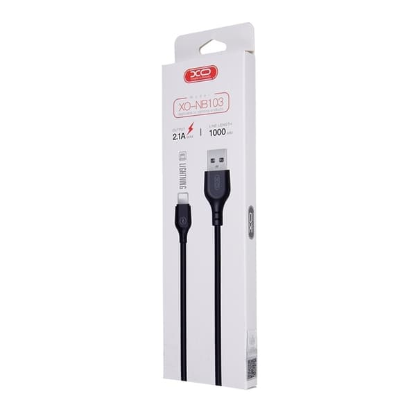 XO NB103 USB - Lightning-kabel (2.1A) 1m, Svart