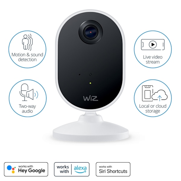 WiZ Startkit Övervakning och belysning Kamera + 3x Smart LED E27 Färg