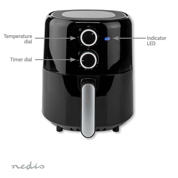 Nedis Hot Air Fryer | 3 l | Timer: 30 min | Analog | Sort