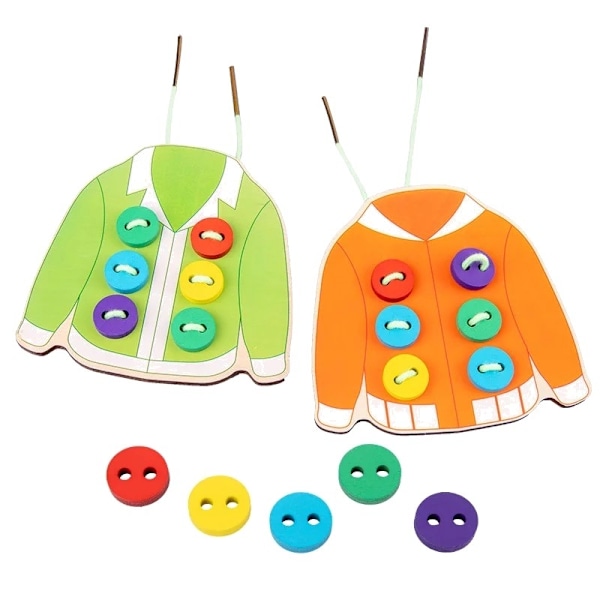 Wooden buttons on a jumper - kehityspeli pikkulapsille