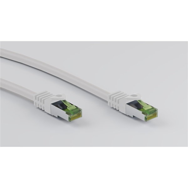 Goobay RJ45 netværkskabel med CAT 8.1 S/FTP råkabel, AWG 26, hvid kobberleder, LSZH halogenfri kabelkappe, RJ45-stik (CAT 6A), 20 m