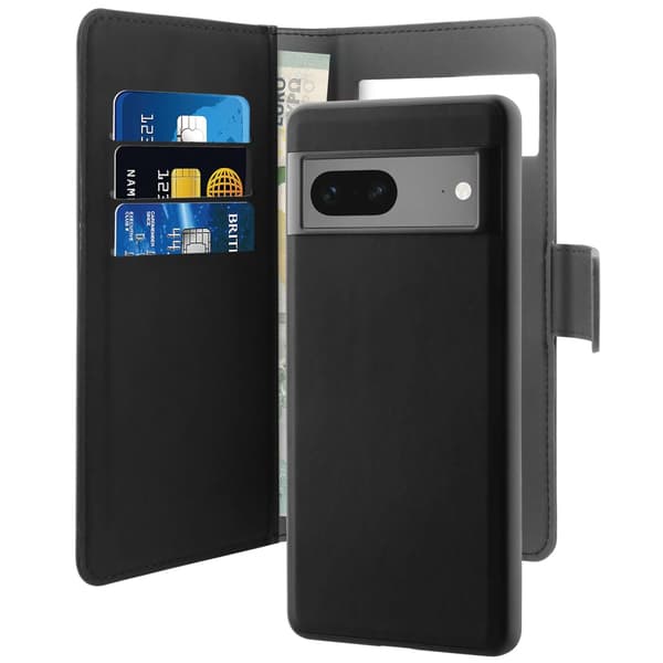 Puro Google Pixel 7 wallet, detachable, black Svart